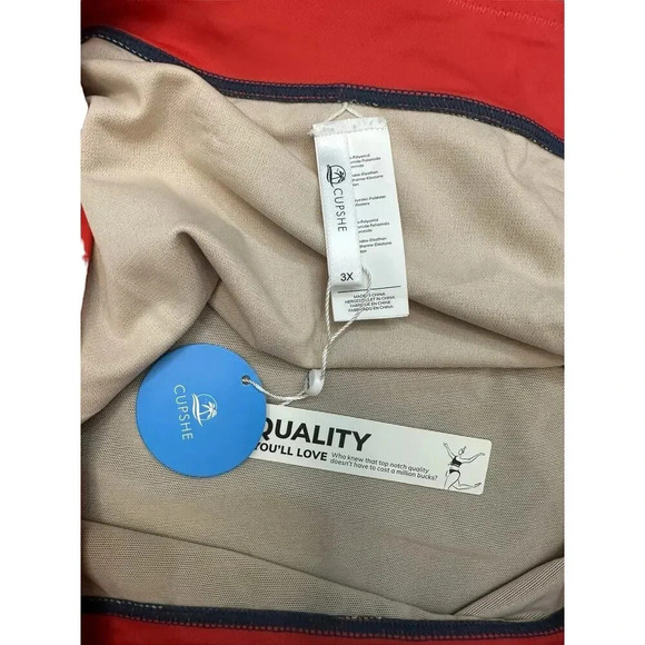 Cupshe Women's Blue & Red Banded High Waist Bikini Bottom Plus Size 3X - Picture 5 of 8